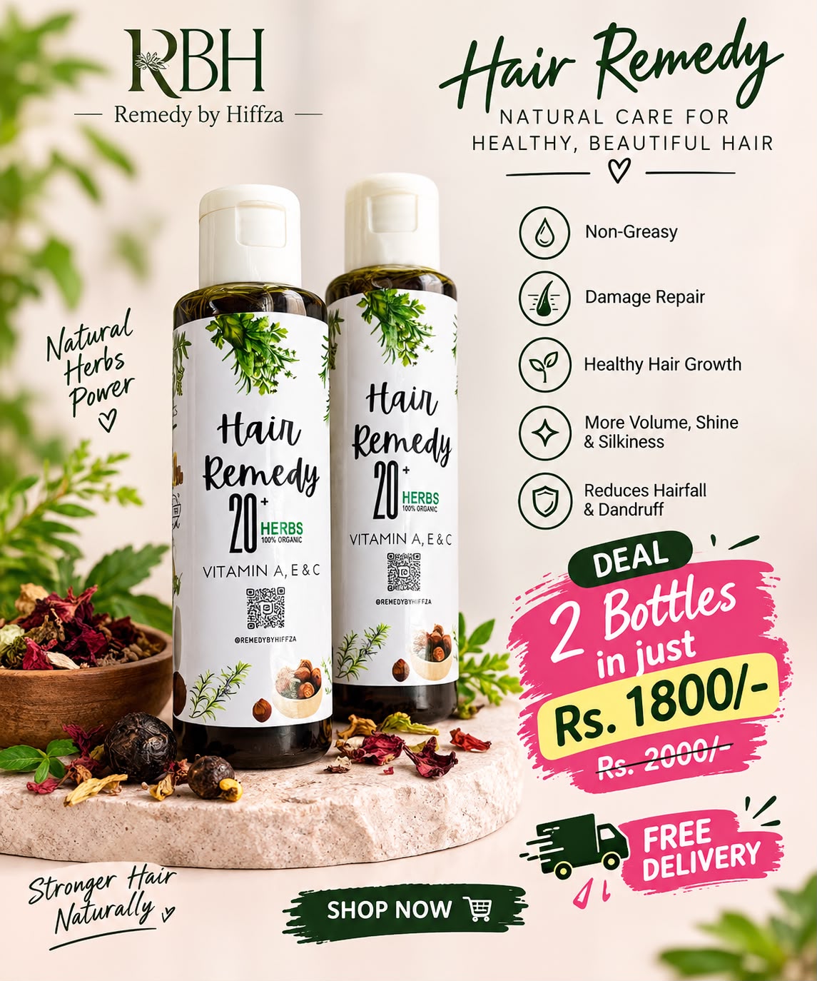 Doubl Deal BUY  2 Hair Remedy Small bottle and Save 200 rupees with free delivery